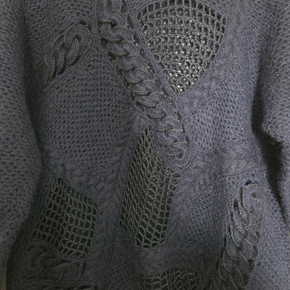 Ziao Yiyi Mohair Knit Sweater Navy Blue Sz Large - Picture 2 of 10